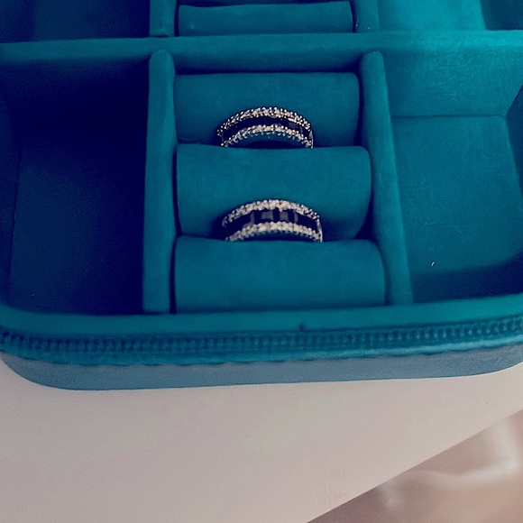 Effy white gold diamond and natural blue sapphire earrings